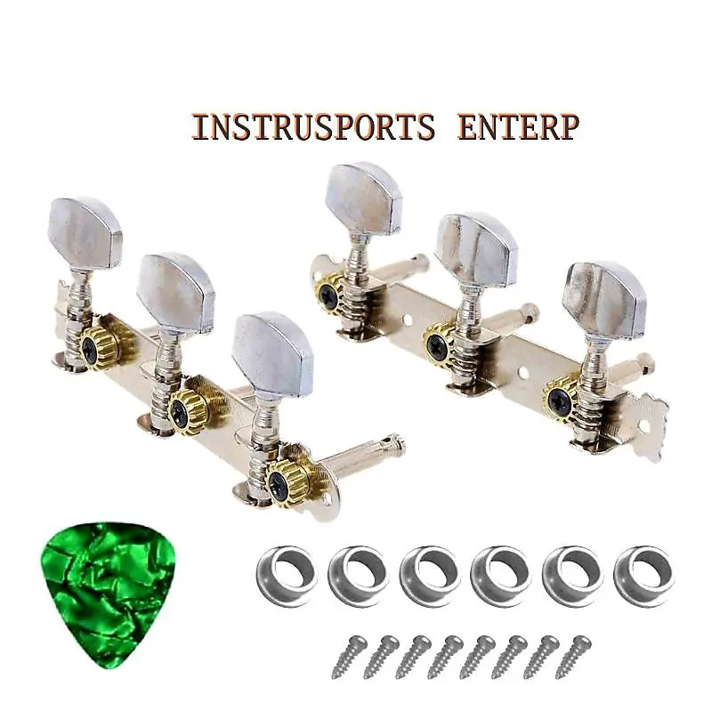 Guitar Acoustic 3 by 3 Metal Chrome Machine Head Tuning Pegs with free 1pc. Guitar Pick Random Color