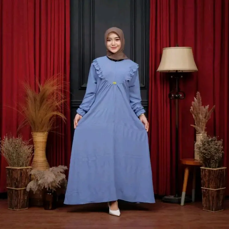 GAMIS SAMIRA CRINKLE AIRFLOW TERBARU LD 110CM // GAMIS WANITA muslimAH CRINKLE AIRFLOW muslim panjang wudhu Dress  Syari Polos Hitam Cantik Nyaman Menyusui Pink Dewasa Simple Maxi Dewasa Simple Remaja Mewah Kondangan Pesta 4