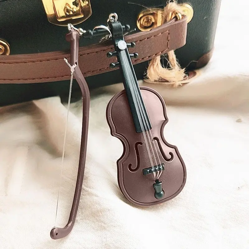 Miniature Violin with Bow, Mini Musical Instrument for Decoration and Collectors, Music Accessories for Home Decor 5