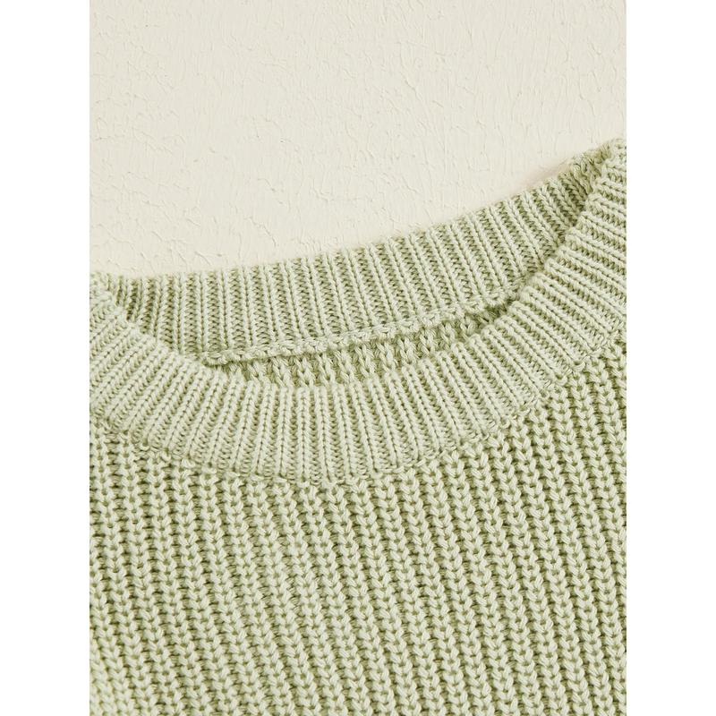 Product Introduction of Little Boy Girl Knit Sweater Solid Color Crew Neck Long Sleeve Pullover Tops for Fall Winter Causal Sweater 51