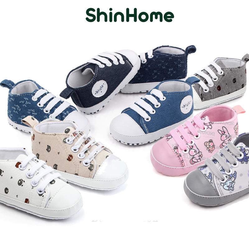  Giày vải tập đi đế mềm chống trượt Baby cho bé trai bé gái sơ sinh 0-1 tuổi ShinHome 