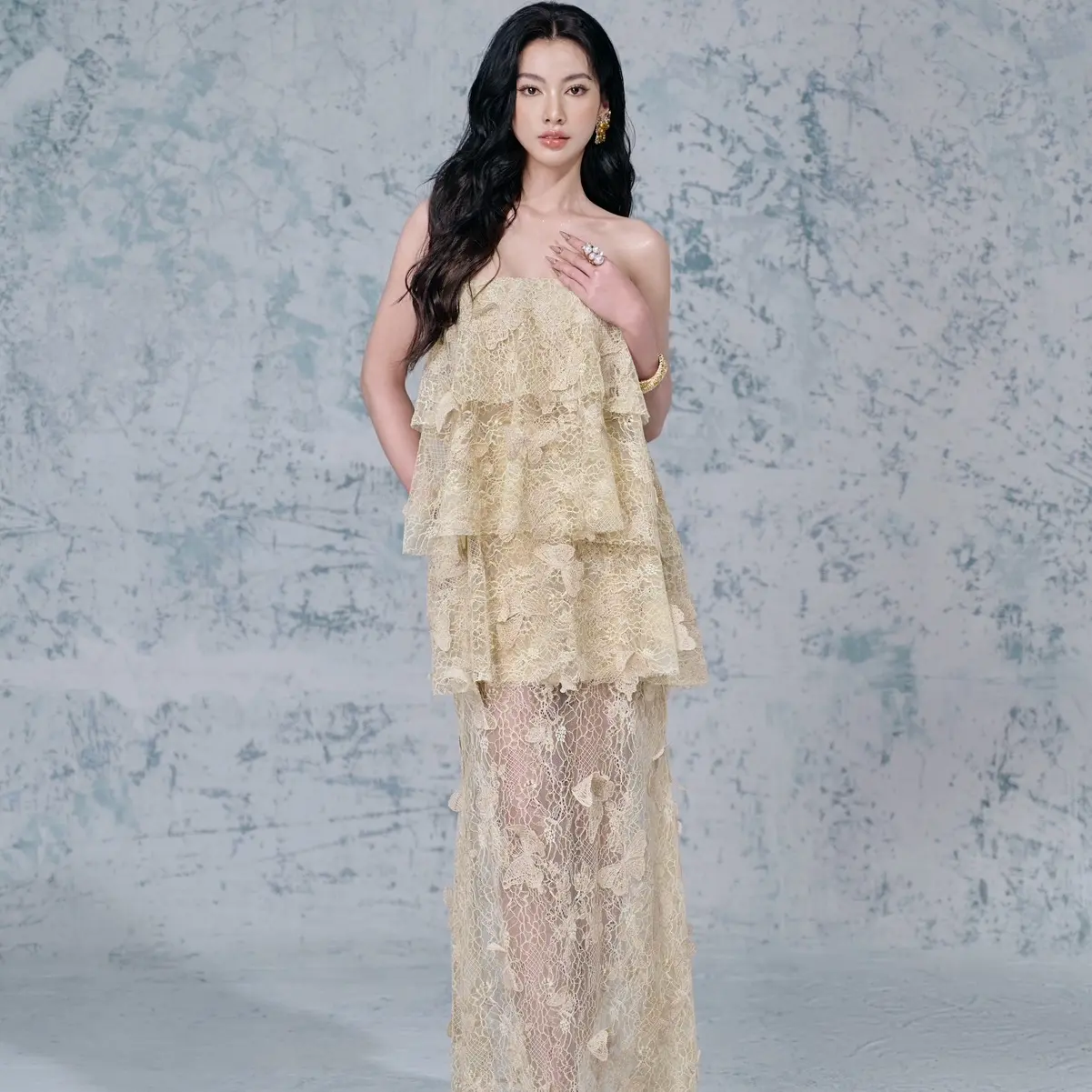 JOSÉPHINE - Váy Chantel vải lưới ánh kim hoạ tiết thủ công bướm dệt lót lụa phù hợp với đi chơi, dự tiệc nhẹ nhàng, tiệc sinh nhật, dễ thương đáng yêu, dã ngoại