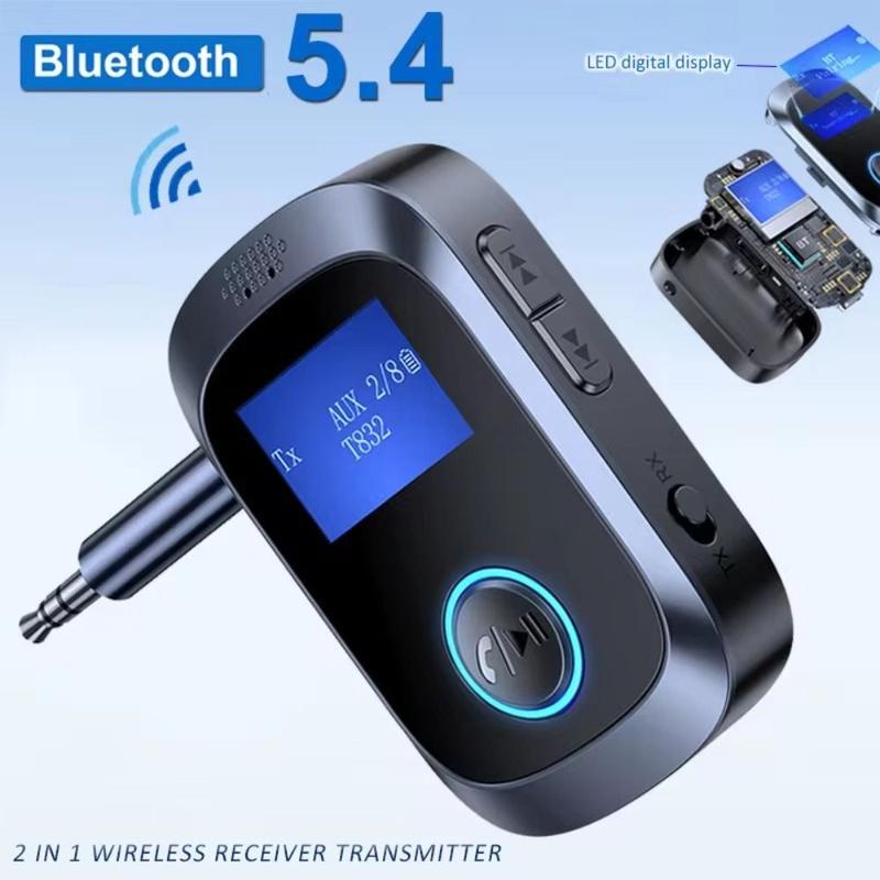 NEW LED Digital Display Bluetooth 5.4 Receiver Transmitter 2 in 1 With Mic Audio Adapter Car Lossless Music Wireless Adapter 1
