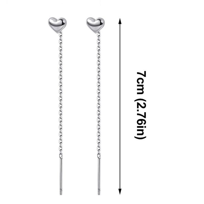 Product Introduction of 1Pair Heart Earrings Ins Temperament Long Heart-shaped Earrings Tassel K8Y8 18