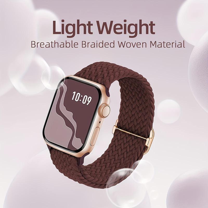 Braided Solo Loop Compatible with Apple Watch Band, Adjustable Stretchy Bands Elastic Sport Wristbands for iWatch Series 9 8 7 6 5 4 3 2 1 SE Ultra 2, Smart Watch Straps, Smartwatch Strap, Wearable 5