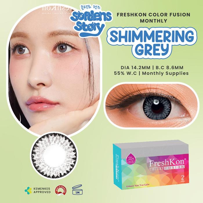 Gambar Softlens Warna Bulanan Freshkon Color Fusion Shimmering Grey 14.2mm Color Lens - Normal dari Softlens Story Kota Administrasi Jakarta Pusat Tokopedia