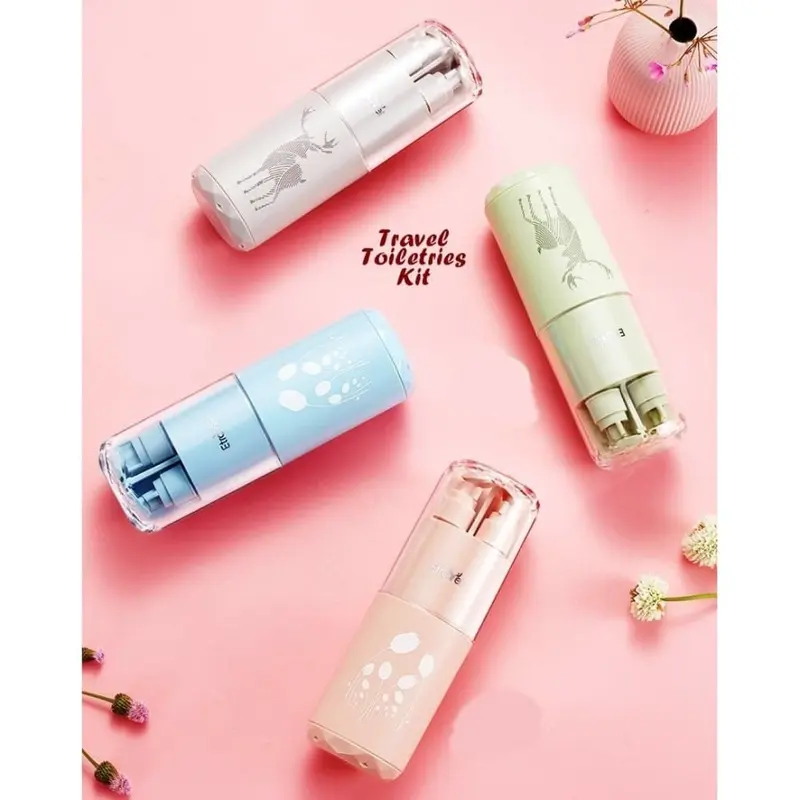 Travel Toiletries Kit 7 in 1 (Dispenser Sabun, Wadah Sikat Gigi, Tempat Handuk, Sisir, Cermin, dll) 0