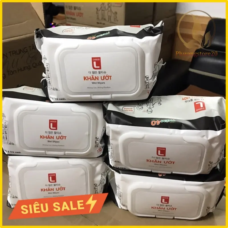 [Combo 10 Gói] Khăn Ướt LOTTE Choice L Hương Yến Mạch Trà Xanh Gói 120 Miếng (Bibistore TB) 6