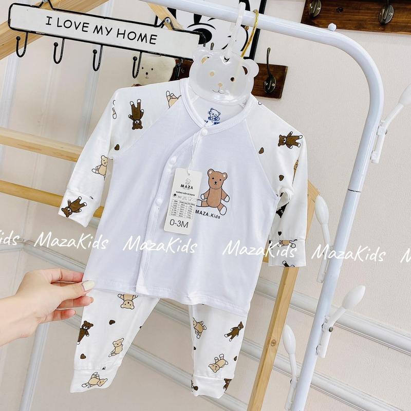 Bộ dài tay chất petit quần cạp cao đáp đũng mềm mát cho bé trai bé gái sơ sinh 4