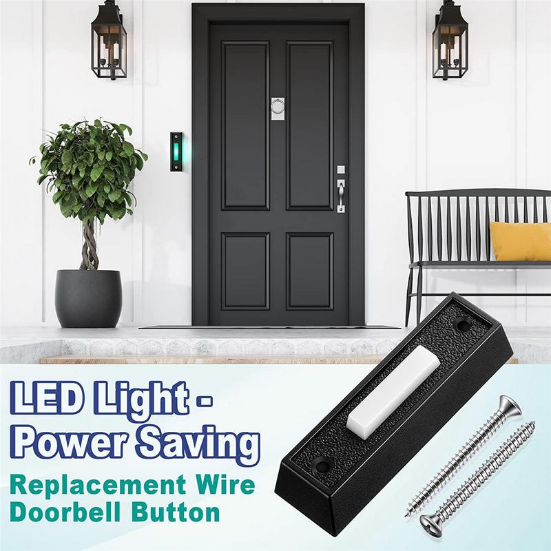 1PCS Wired Doorbell Button with LED Light, Replacement Of Doorbell Ring Button, Wall Mounted Door Opener Switch 4