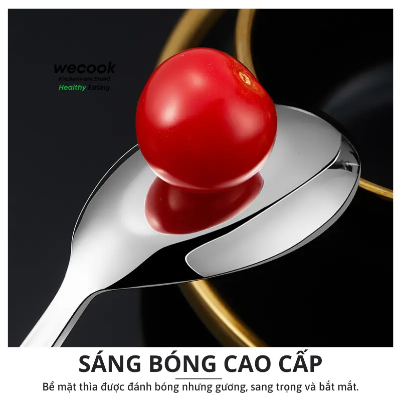 Thìa Inox 304 ăn cơm, phở lòng sâu cán dài trơn WECOOK cao cấp sáng bóng bền đẹp (BA39) 2