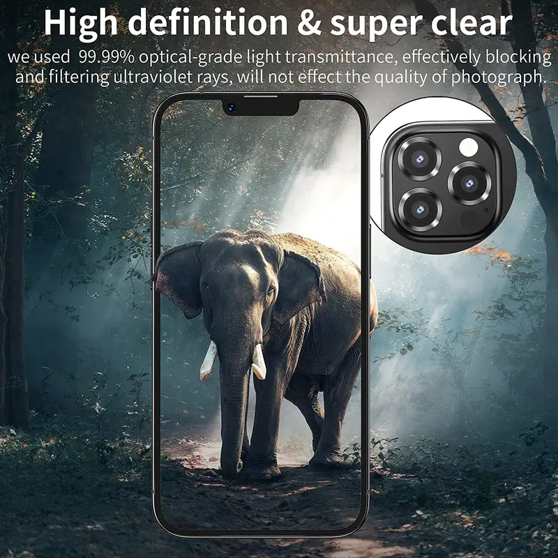 Kính Bảo Vệ, Chất Liệu Kim Loại, Dành Cho iPhone 15, 14, 13, 12, 11, Pro Max Và 12, 13 Mini, 14Plus Và 14Pro Max, Kính Bảo Vệ Ống Kính Máy Ảnh, Bao Gồm Phim 5