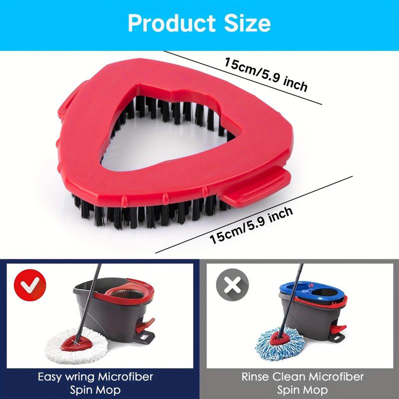Product Introduction of Triangle Mop Head, 1/2 Counts Spin Rotatable Replace Floor Scrubber Brush, Hard Bristle Cleaning Mop Head for Bathroom Kitchen Pool, Glass and Tile Walls 1