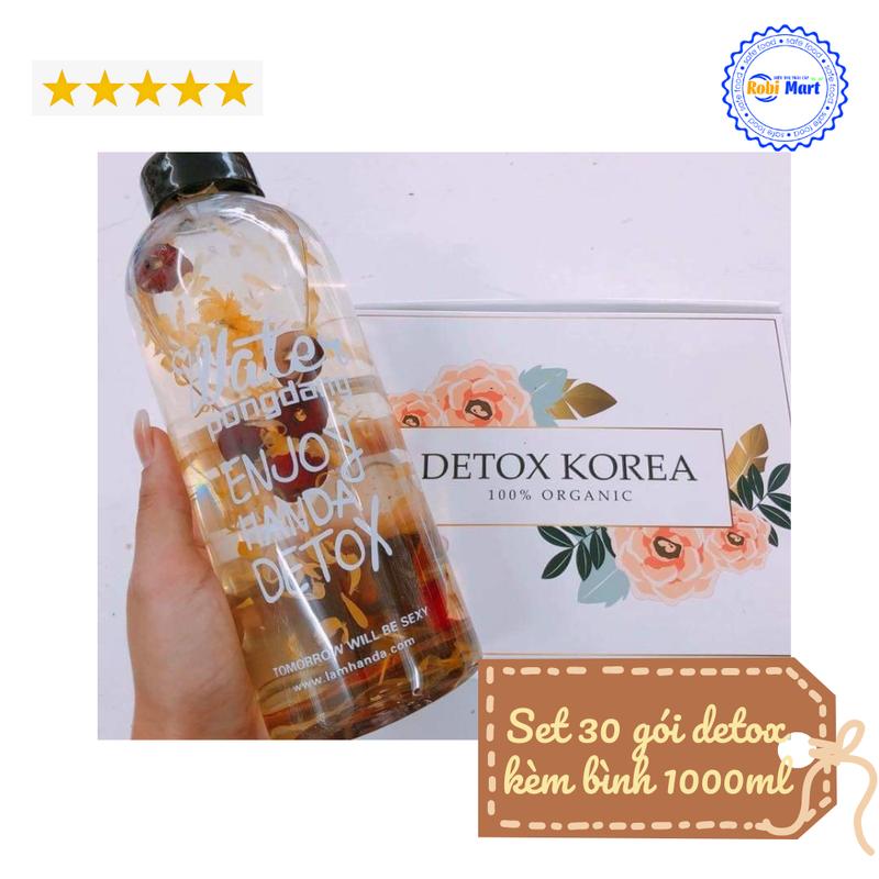 Hộp 30 gói trà detox hoa quả sấy lạnh - kèm bình nhựa 1000ml, túi vải, đường Nước Trà Chè Tea