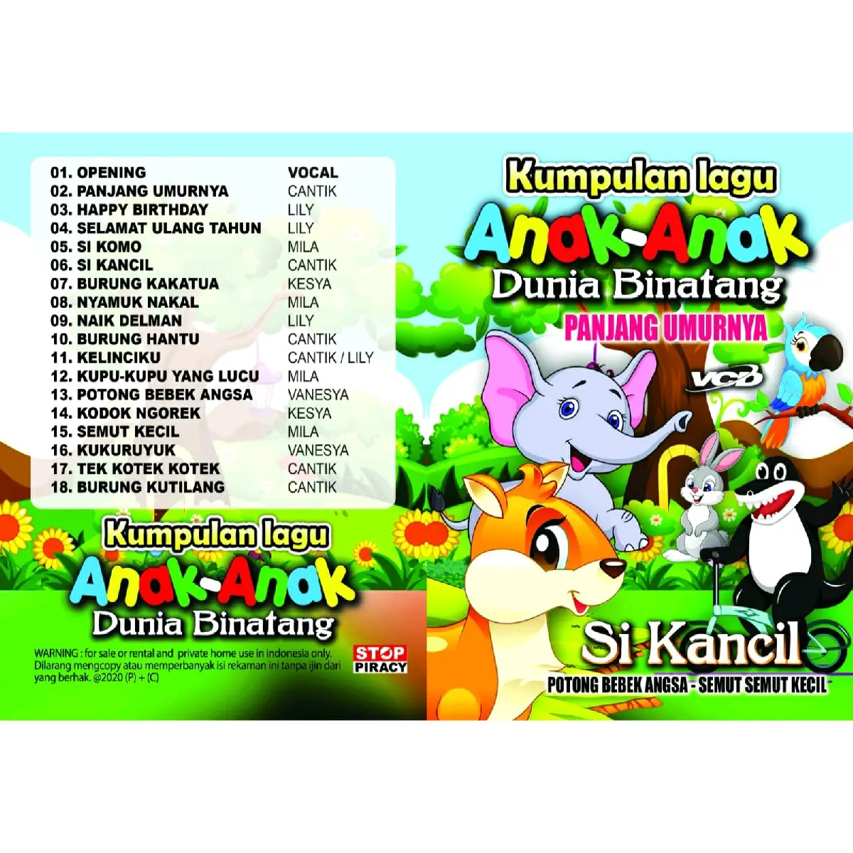 KASET VCD KUMPULAN LAGU ANAK ANAK DUNIA BINATANG