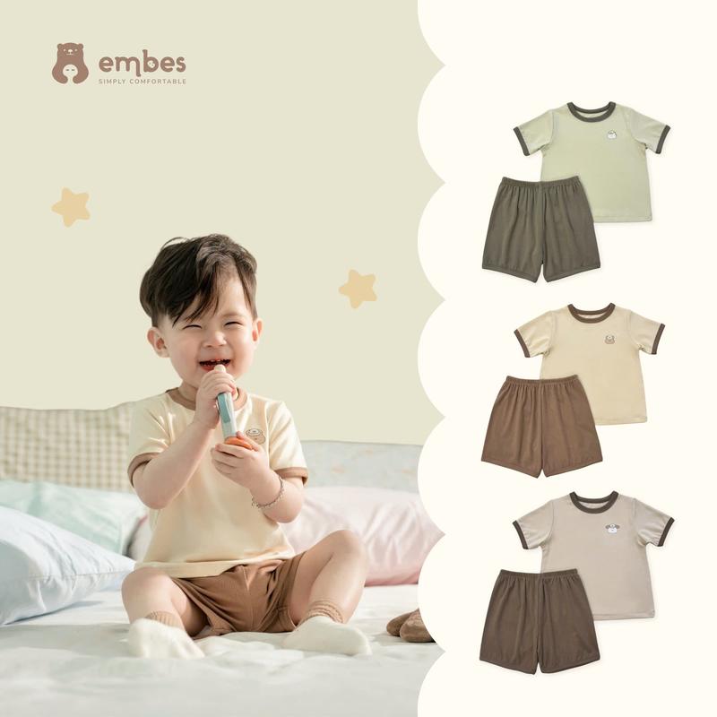 Bộ quần áo Cotton cộc tay phối màu cho bé trai Embes Việt Nam từ 9 tháng - 4 tuổi - 25-K2-09
