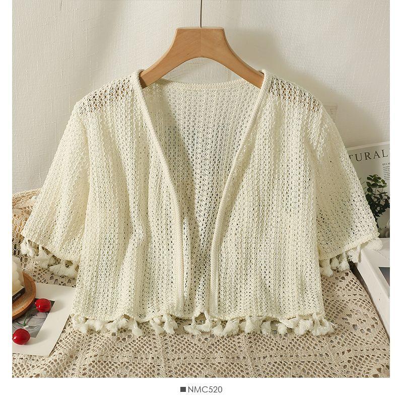 Product Introduction of Áo Cardigan Mỏng, Thiết Kế Tua Rua Rỗng Áo Cánh Mùa Hè Mới, Áo Chống Nắng, Ngắn Và Thanh Lịch, ngắn Tay, Phong Cách Inverness, Có Thể Mặc Ngoài Trời 3
