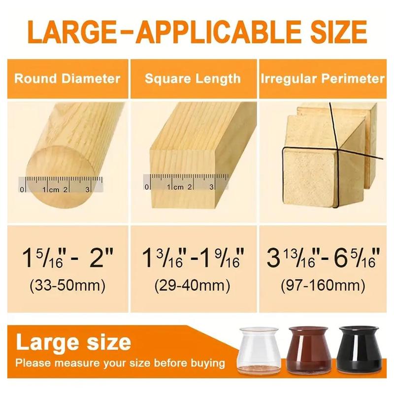 Chair Leg Cover, 16pcs Anti-slip Wear-resistant Chair Leg Protector, Floor Protector for Home Living Room Bedroom Dining Room Office School 5