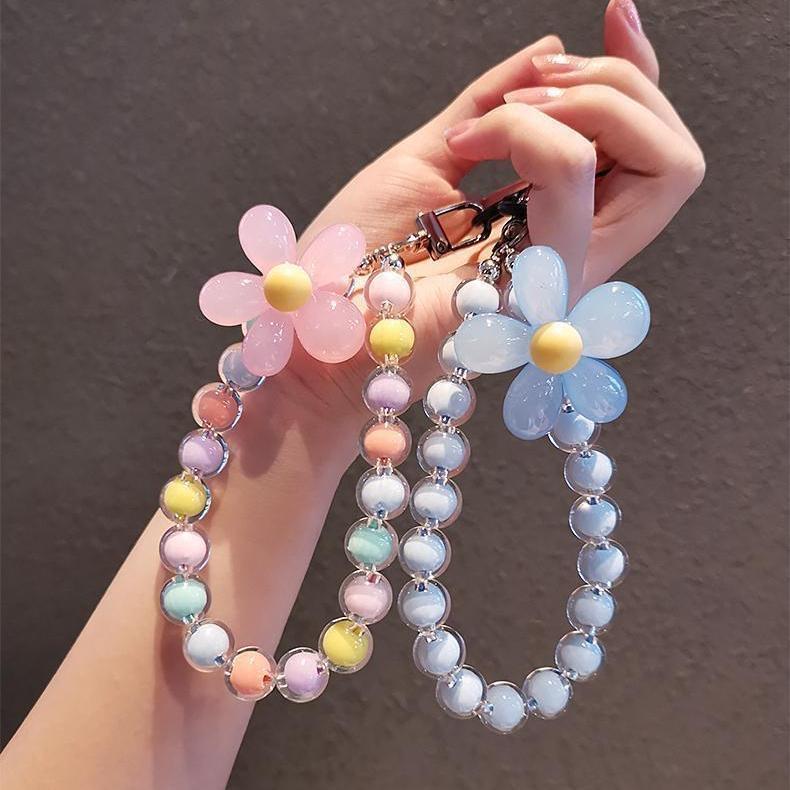Dây Đeo Điện Thoại Di Động Thiết Kế Hoa Sử Dụng Kép Đầy Màu Sắc, Đính Cườm, Dây Đeo Tay Chống Thất Lạc, Làm Bằng Silicon, Thích Hợp Cho Điện Thoại Thông Minh Và Điện Thoại Di Động, Phụ Kiện 0