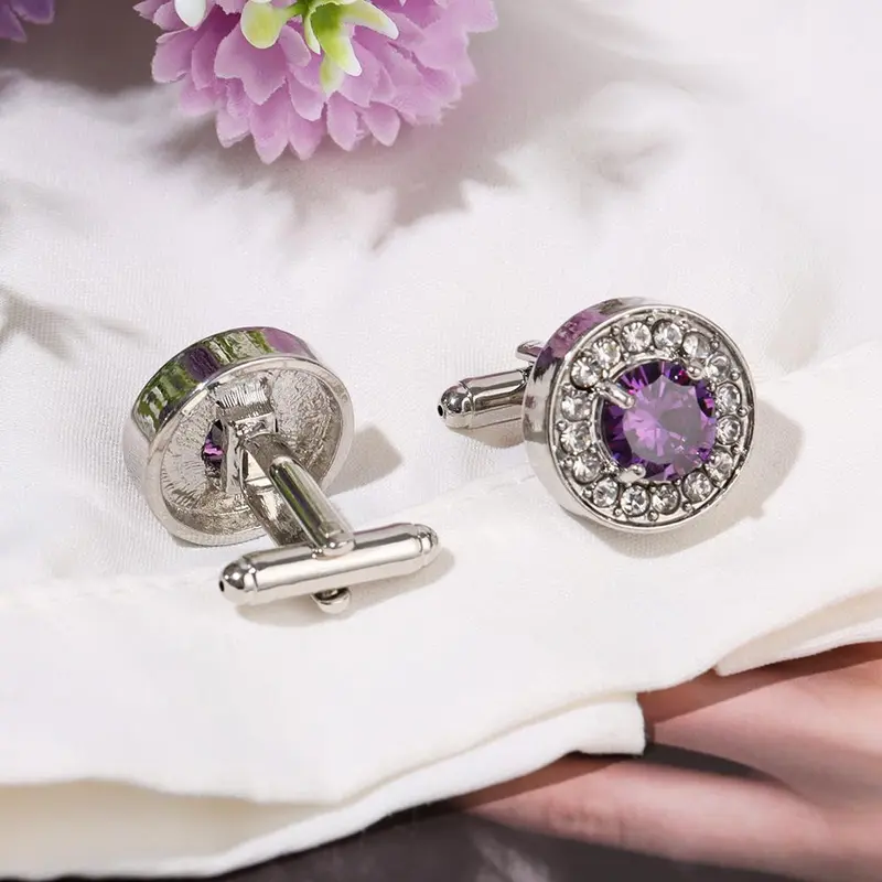 Khuy măng sét sang trọng dành cho nam giới, quà tặng siêu sáng bóng, vương miện trắng, Xanh Biển , tính mới, khuy măng sét áo sơ mi . 4
