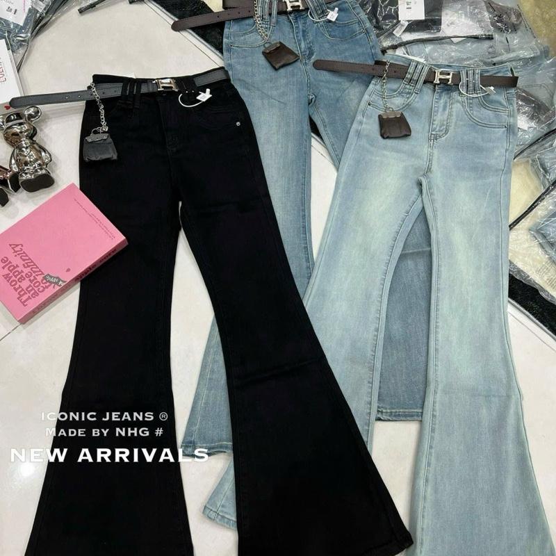 NB - QUẦN JEANS LOE HACK CHÂN DÀI CẠP CAO KÈM ĐAI QCL1 6078 chất co giãn NỮ