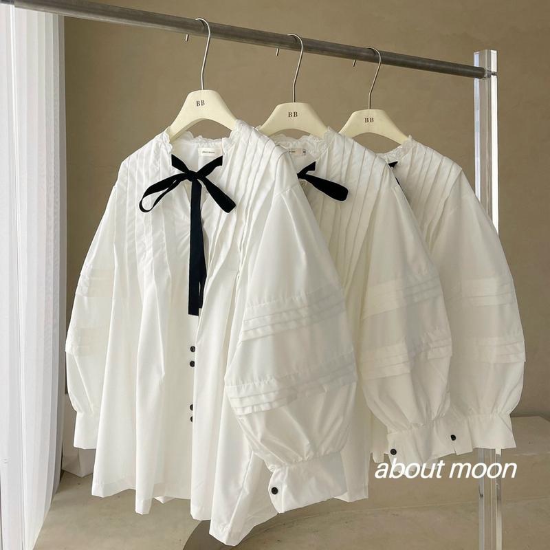 Áo váy sơmi babydoll dáng ngắn( cần mặc sooc) dập ly thắt nơ tay xinh xiu Top Women