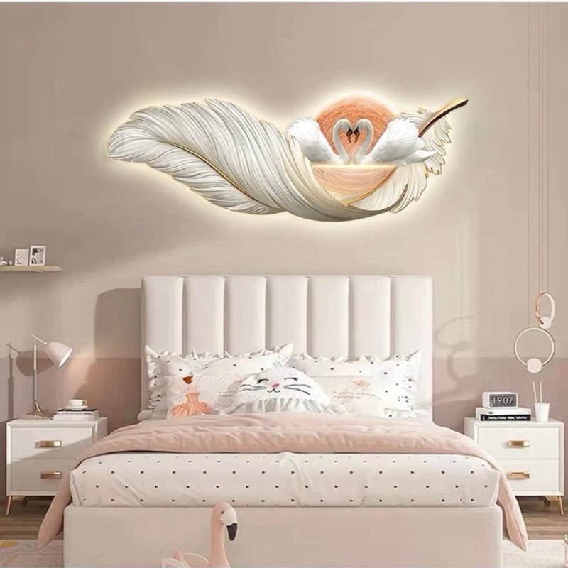 Tranh Thiên Nga tráng gương điện led treo phòng ngủ/ phòng khách/ phòng bếp/ quà tặng tân gia Treo Tường Decor Tường Đồng 4