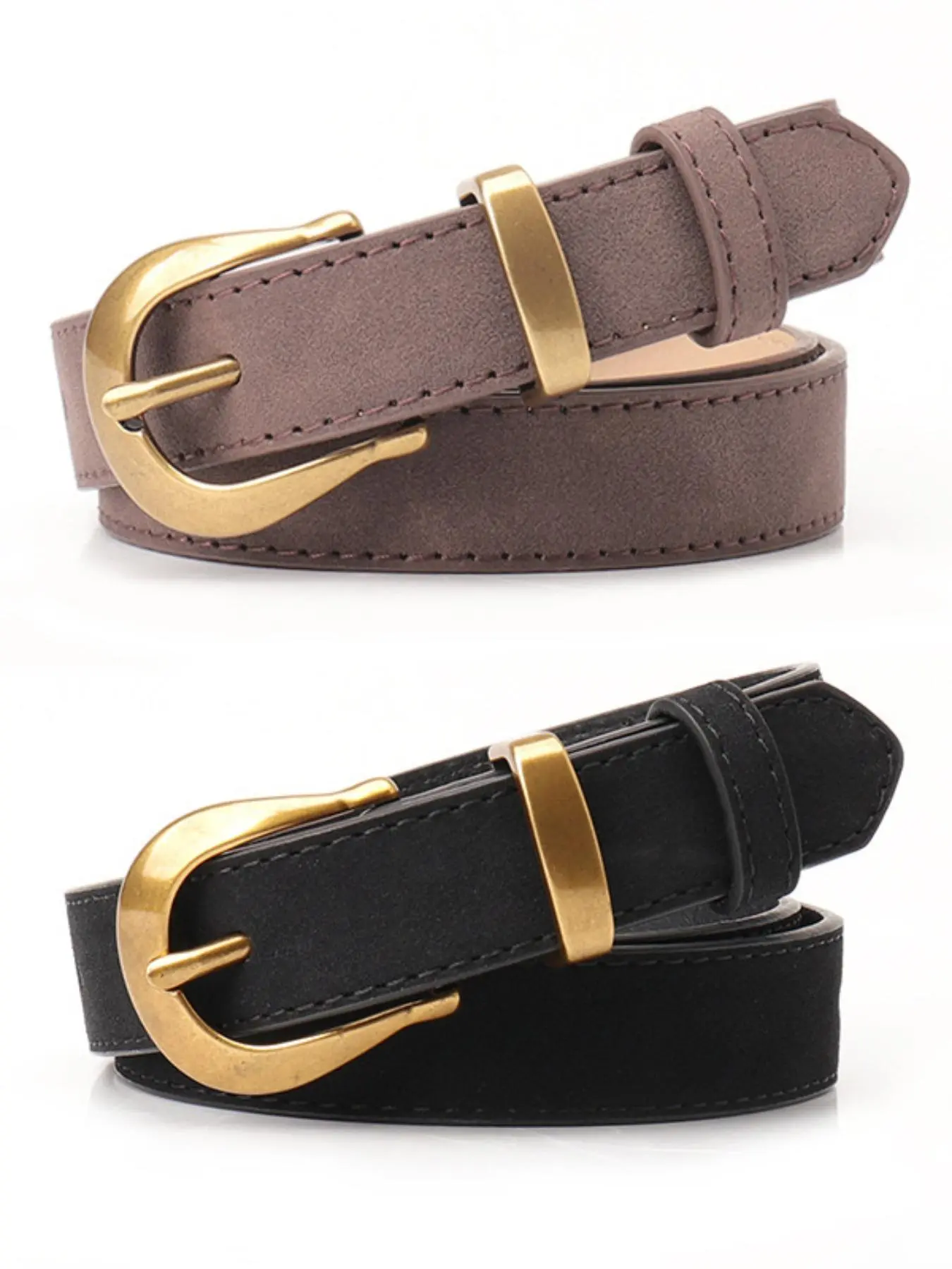 Women's Minimalist Temperament Solid Color Suede Imitation Leather Belt, Fashionable Waistband for Jeans & Dress, Trendy All-match & Exquisite Belt for Birthday Gift