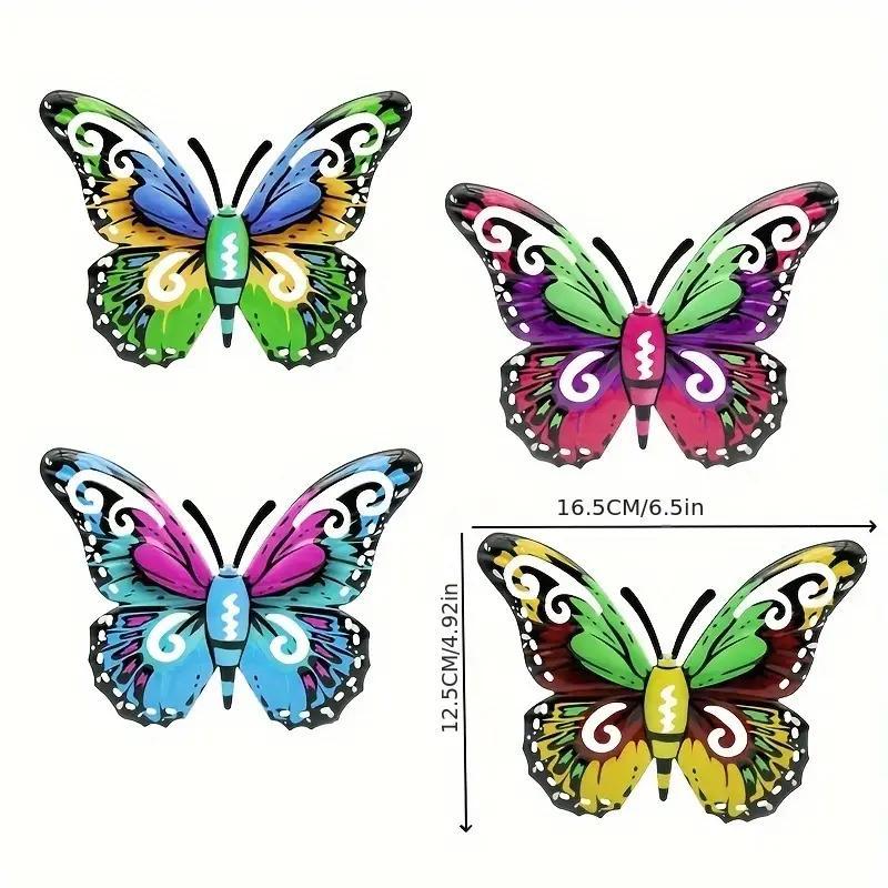 Butterfly Pattern Wall Decor, 4 Counts/set Colorful Hanging Butterfly Wall Art, Wall Decor for Home Garden Yard Fence 1
