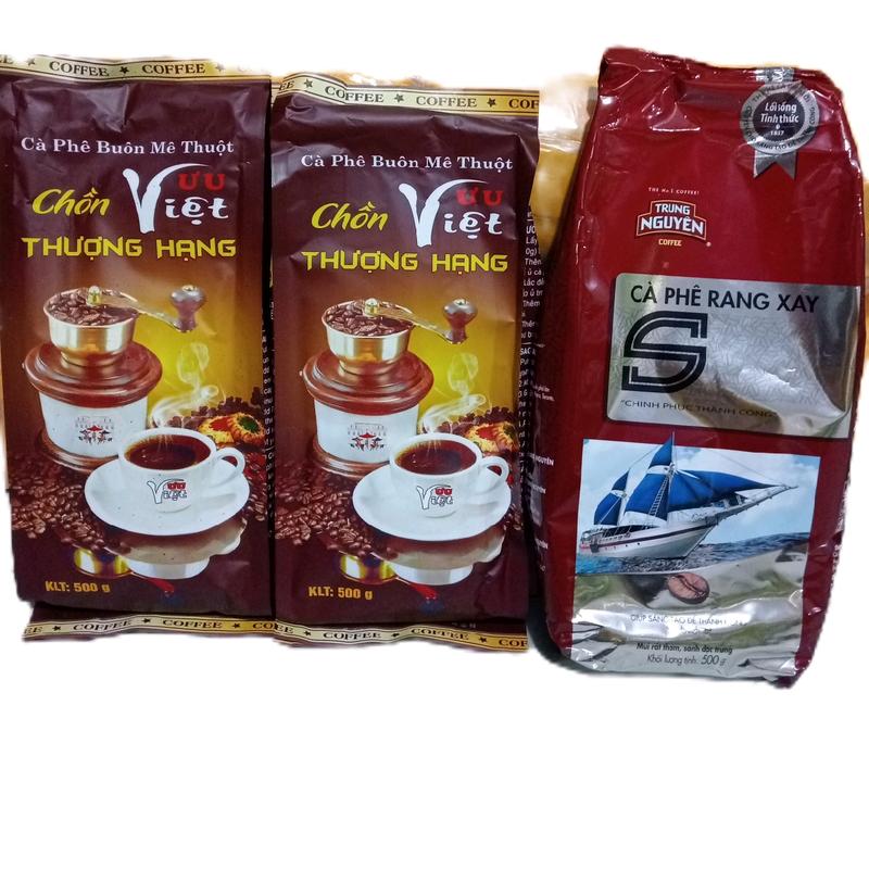 Combo : 1 gói cà phê Trung Nguyên S gói 500g + 2 Gói cà phê Chồn Thượng Hạng 500g. Coffee