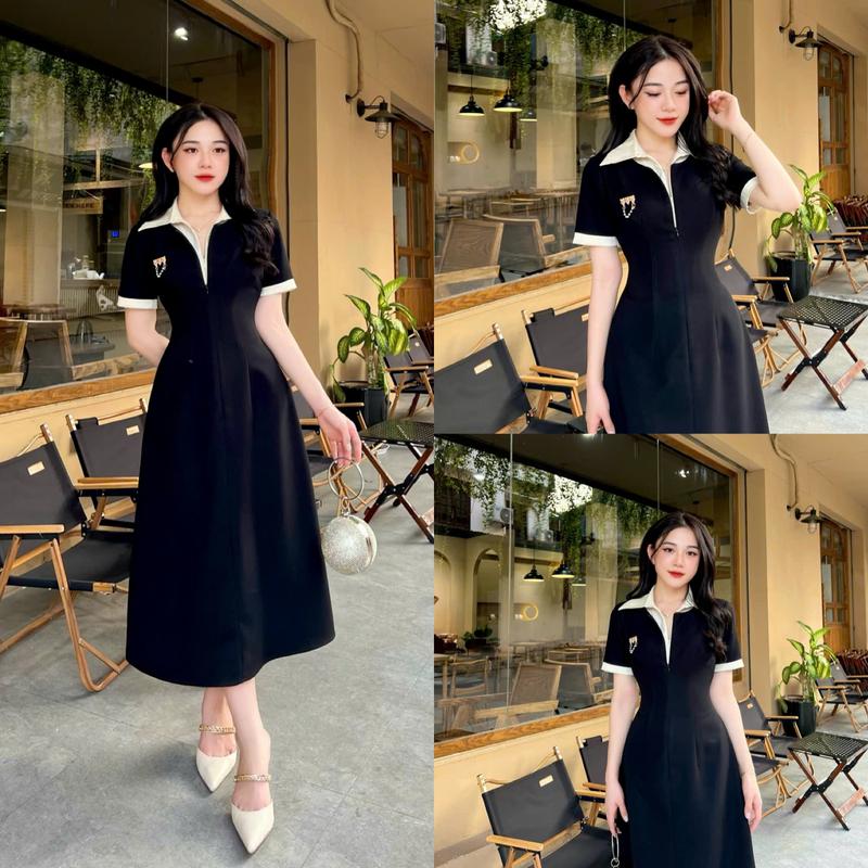 Váy Thiết Kế Evii A94 dành cho nữ (tặng kèm tag cài) Đầm thiêt kế 2 khoá dáng A xoè che khuyết điểm phù hợp đi làm đi chơi và đi dự tiệc Women Dress có Bigsize Kem