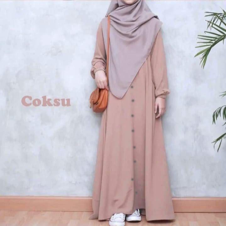 Gamis Remaja Habiba Gamis Katun Remaja Katun Polos Hitam Putih Katun Cokelat Navy • simpel 1