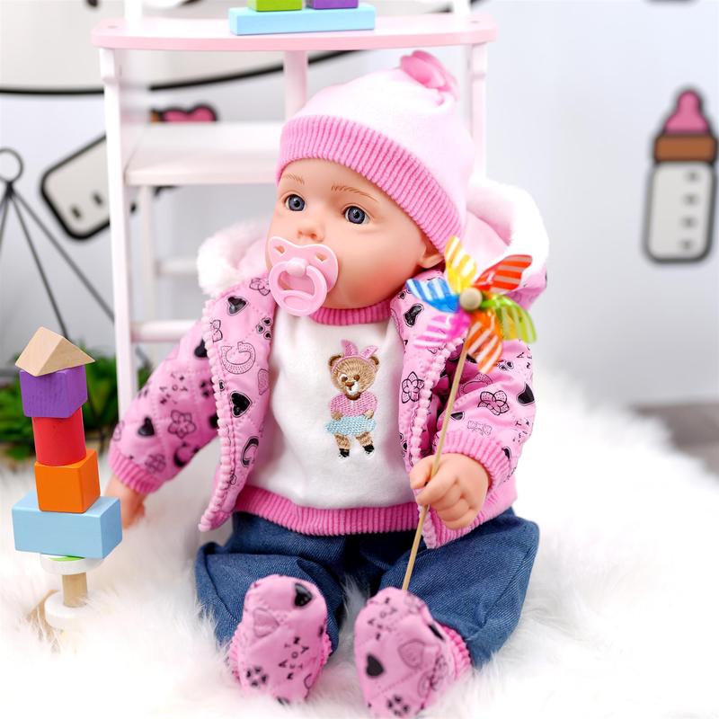 BiBi Doll "Pinky" Lifelike Large Size 20" Soft Bodied Baby Doll Girl With Neon Pink Design, Dummy & Sounds Toy Doll for Ages 18 Months + 4