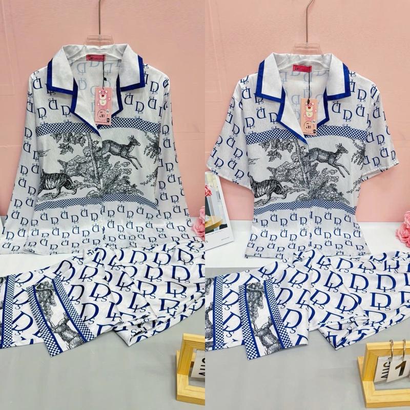 Đồ bộ pijama rừng chữ xanh vải lụa xước ánh kim có bigsize 60-75kg quần có túi