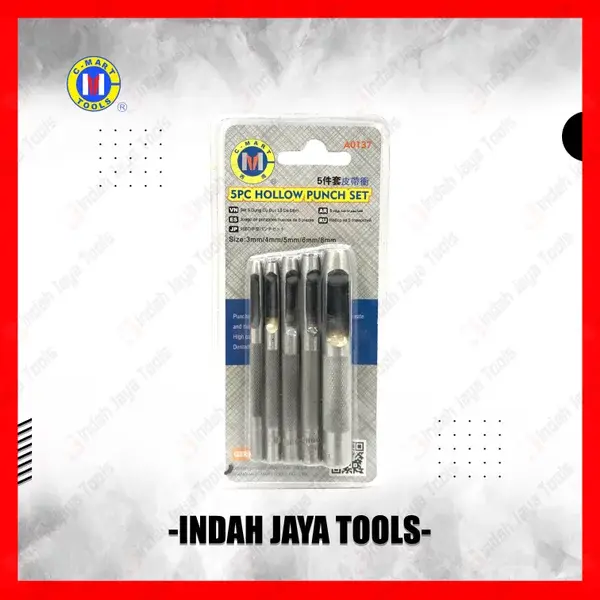 C-MART A0137 Hollow Punch Set 5 Pc Mata Bor Plong Pembuat Lubang Kulit