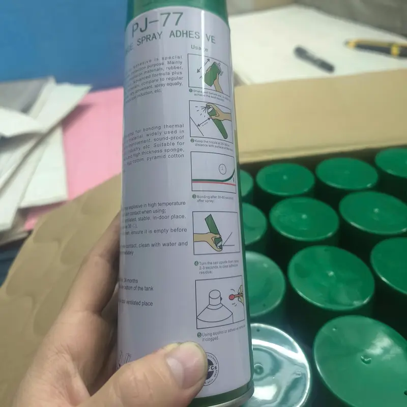Keo xịt dán mút xốp, mút tiêu âm, giấy dán tường, thảm trải sàn chuyên dụng không mùi PJ77 dung tích 600ml - 1 lọ dán được 5-7m2 8