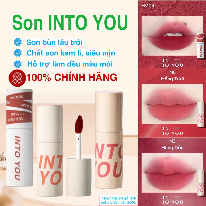 [chính hãng] Son kem lì, son bùn INTO YOU mềm mịn như nhung, tone màu Hàn Quốc giúp làm giảm thâm môi