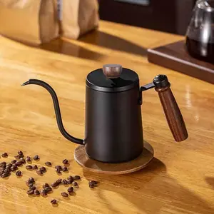 One Two Cups Teko Kopi Leher Angsa Gooseneck Pour Over Kettle 600ml - STS304 Kayu Peralatan Stainless Steel