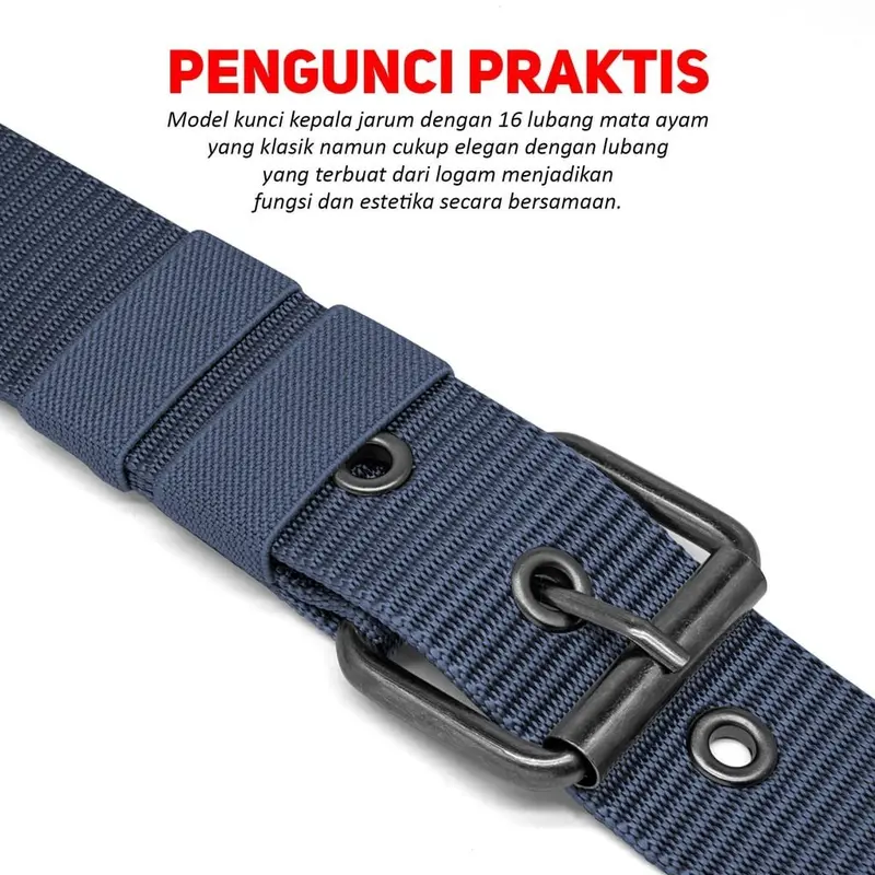 Sabuk Ikat Pinggang Hitam Model Jarum Besi Nylon Canvas Tactikal Dewasa 6