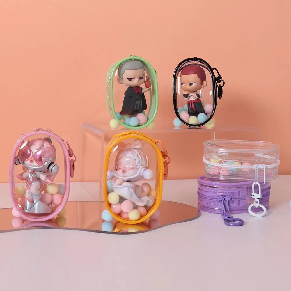 Labubu PVC transparent bag for 10cm doll outdoor dustproof and waterproof protective cover storage bag [only bag no doll] labubu doll display bag organizer labubu  toys