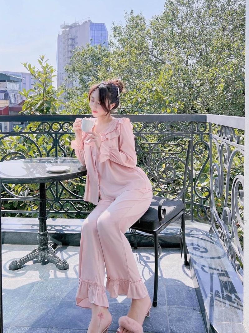 Product Introduction of Sét đồ ngủ pijama cổ bèo tiểu thư tay dài chất lụa latin mềm mịn mát về 5 màu siêu xinh (freesize 40-60kg) Nữ Women Voi 15