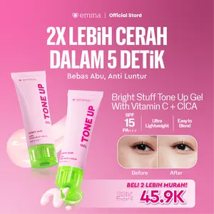 NEW! Emina Tone Up Cream Gel 20 ml - Instan Mencerahkan Kulit, Efek Tone-up Glowing Skin, UV Protection SPF 15, No Whitecast, Tekstur Ringan, Anti luntur, Easy to Blend, Brightening Formula, Mudah Menyerap, Cocok untuk semua jenis kulit