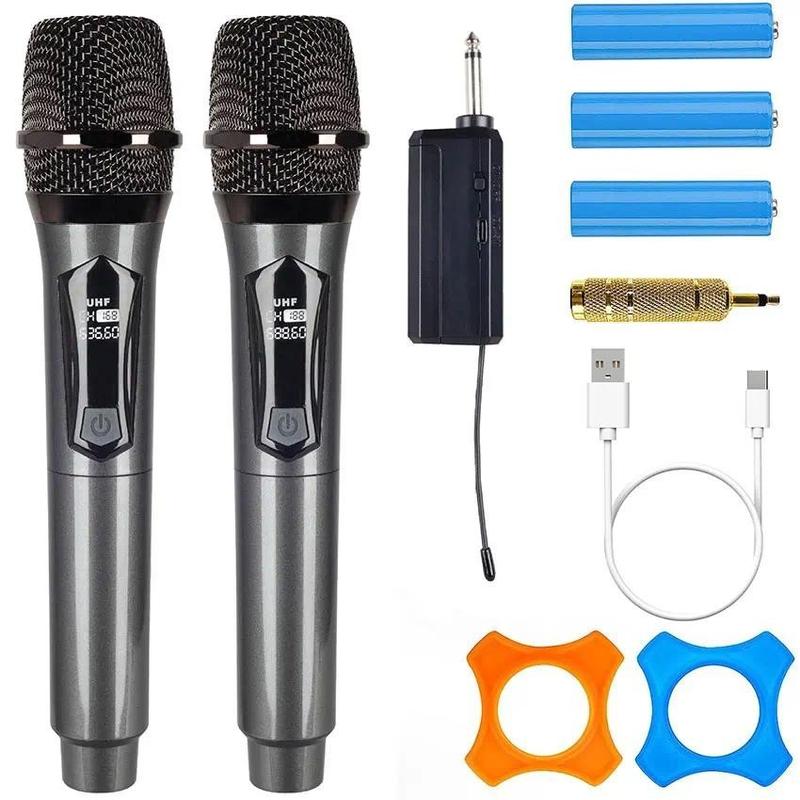 SALE MẠNH Micro không Dây uhf karaoke micrô động cầm tay kép với bộ thu có thể sạc lại cho tiệc cưới câu lạc bộ