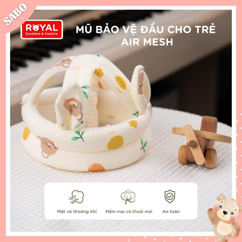 Mũ Bảo Vệ Đầu AIR MESH Có Tai Cho Bé 6 Tháng - 2 Tuổi Tập Đi Tập Bò Và Tập Ngồi Thoáng Khí Họa Tiết Xinh Xắn