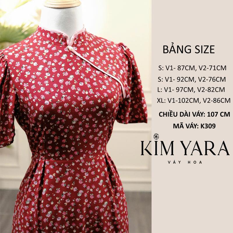 K309 - VÁY ÁO DÀI HOA NHÍ -vải lụa may 2 lớp dài 110cm