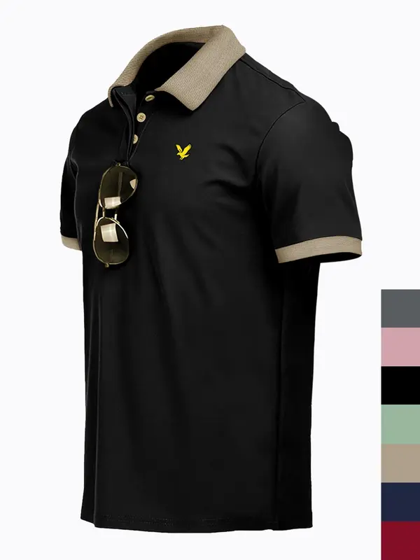 Men's Colorblock Print Polo Shirt, Regular Fit Casual Short Sleeve Collared Top for Summer, Fashion Men's Clothes for Daily Wear, Tropical 5
