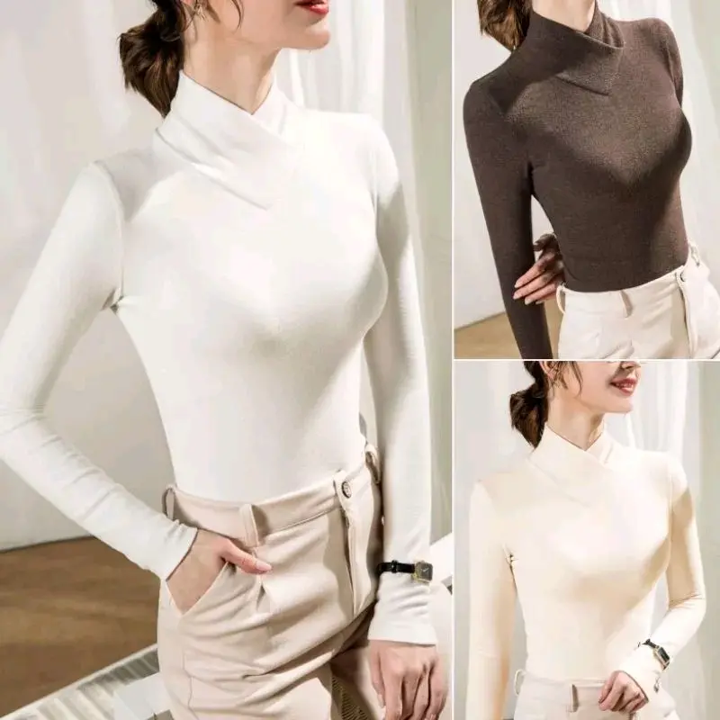 Sweater Musim Dingin Wanita Atasan Long John Thermal Hangat Cewe Pakaian musim dingin Polos Musim dingin 2