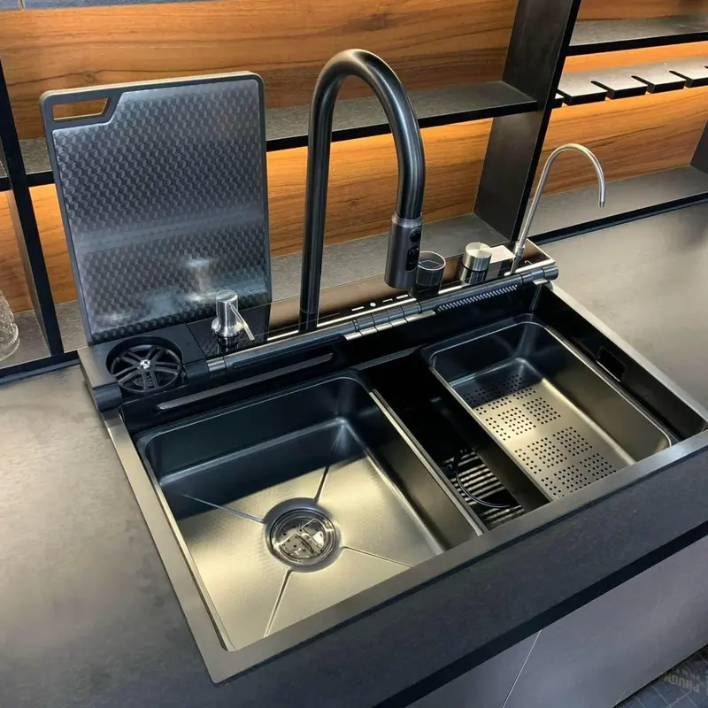 [ Lõi Đồng ] Chậu 5 Phím đa năng inox 304 Nano chống trầy hàng dày cao cấp KT 75x46 3