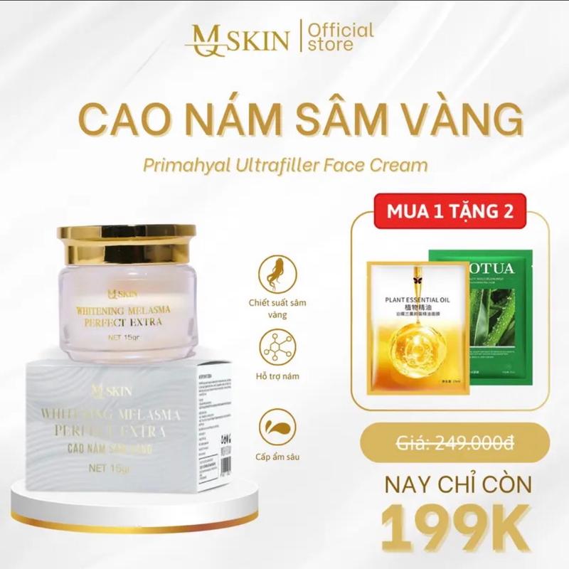 Kem Cao Nám sâm vàng ( nám đêm) MQSKIN hỗ trợ da nám,  tàn nhang , da ko đều màu , lỗ chân lông to . Dung tích 15g tặng 2 mặt nạ giấy