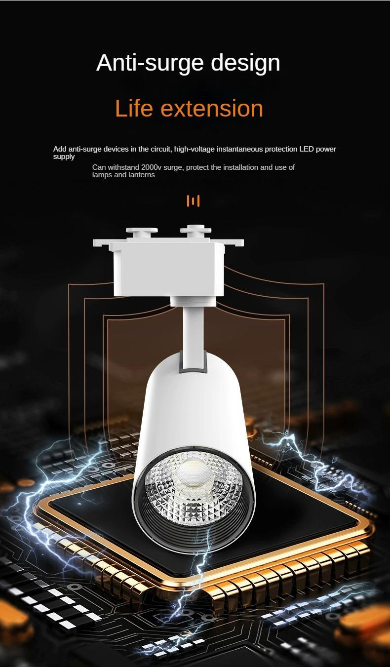 Product Introduction of Tenchamp LED Track Light 15W 20W 25W Spotlight Ceiling Lighting 220V COB Track Light Black White Spotlight 27